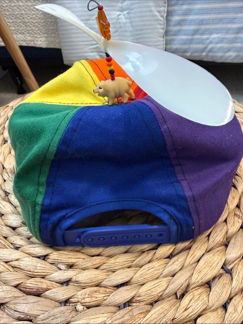 FAO Schwarz Rainbow Propeller Cap - Red Orange Yellow Green Blue Purple. Child
